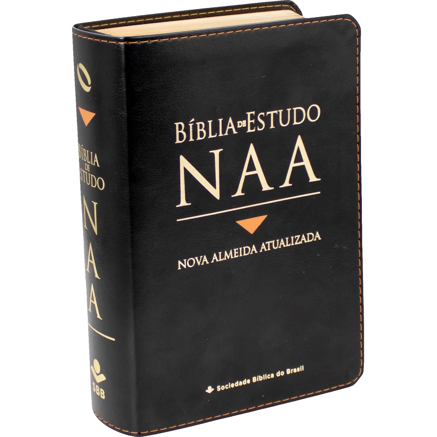 Bíblia Sagrada NAA de Estudo Tamanho Grande Capa Couro Sintético Preta