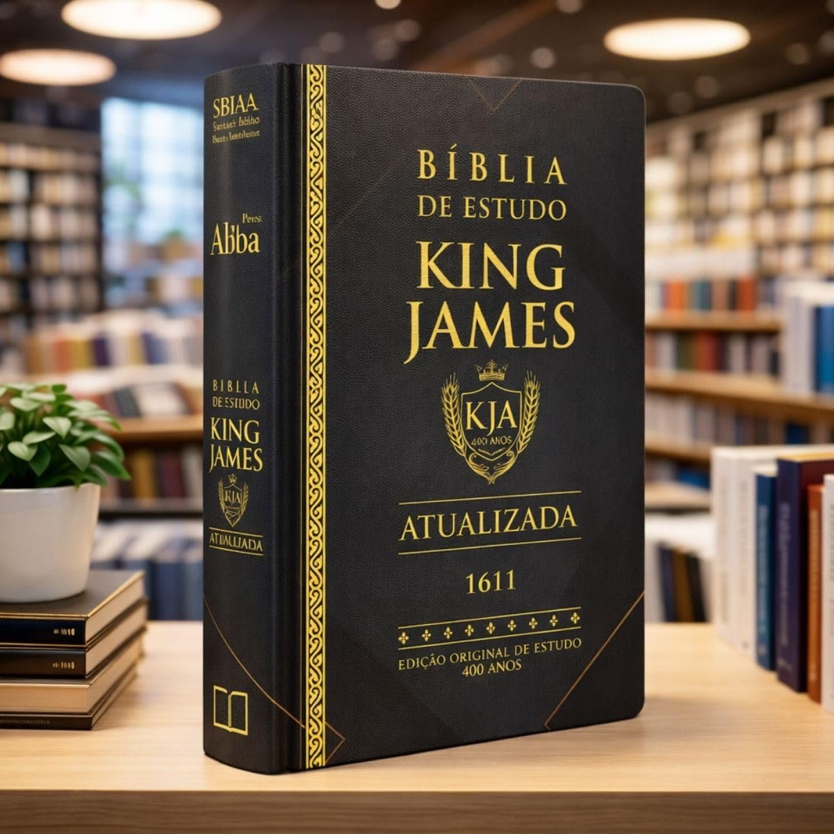 Bíblia de Estudo King James KJA Letra Grande Capa Dura Gold Black