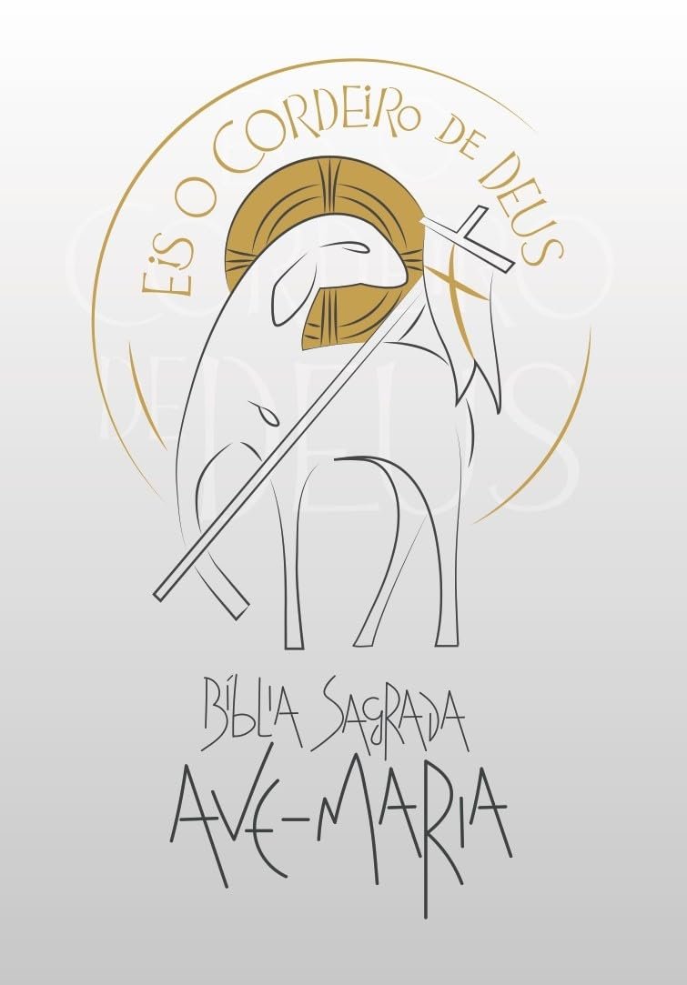 Bíblia Sagrada Ave-Maria Eis o Cordeiro de Deus Branca